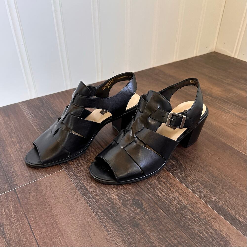 Vintage 80s/90s Cottagecore Black Leather Sandals 9M